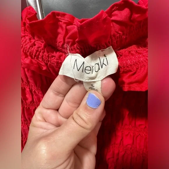 Meraki Smocked Red Top - Picture 3 of 7